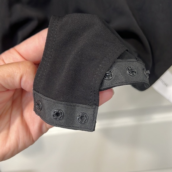 BCBG black bodysuit low cut back Snap buttons on bottom closure and chest area - Picture 4 of 5